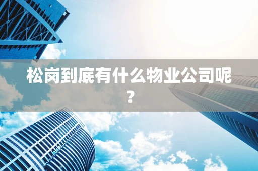 松岗到底有什么物业公司呢？