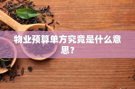 物业预算单方究竟是什么意思？