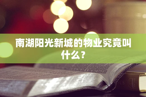 南湖阳光新城的物业究竟叫什么？
