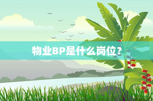 物业BP是什么岗位？