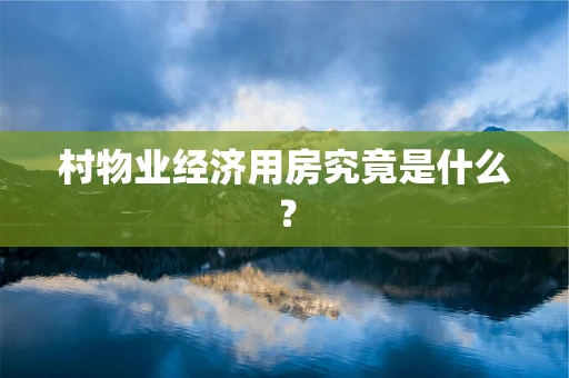 村物业经济用房究竟是什么？