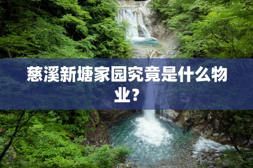 慈溪新塘家园究竟是什么物业？