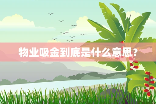 物业吸金到底是什么意思？