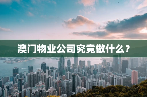 澳门物业公司究竟做什么？