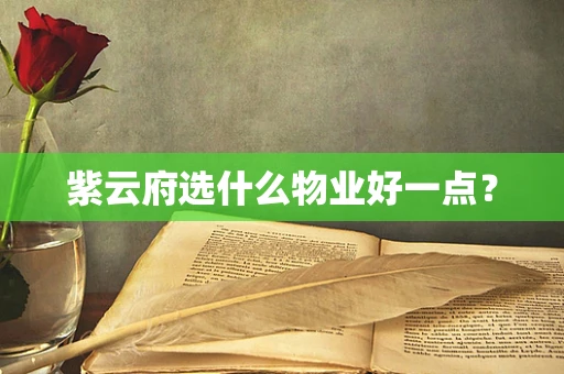 紫云府选什么物业好一点？